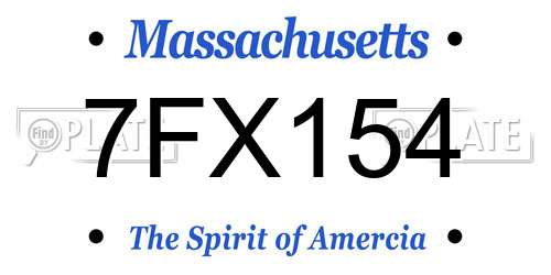 7FX154 Massachusetts License Plate