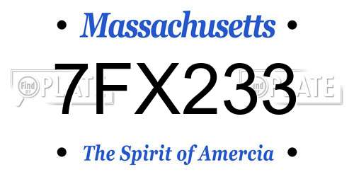 7FX233 Massachusetts License Plate
