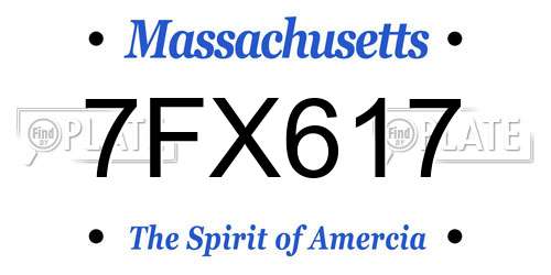 7FX617 Massachusetts License Plate