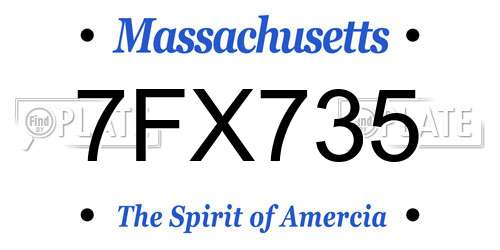 7FX735 Massachusetts License Plate