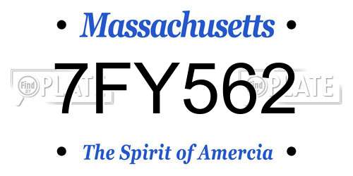 7FY562 Massachusetts License Plate