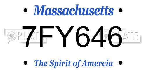 7FY646 Massachusetts License Plate