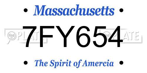 7FY654 Massachusetts License Plate