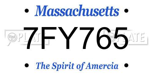 7FY765 Massachusetts License Plate