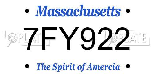 7FY922 Massachusetts License Plate