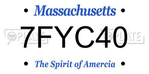 7FYC40 Massachusetts License Plate