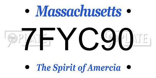 7FYC90 Massachusetts License Plate