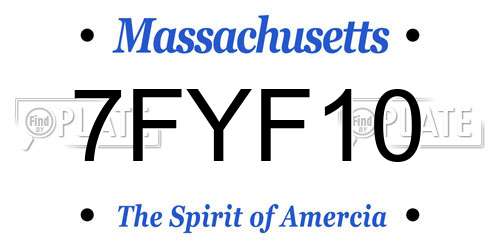 7FYF10 Massachusetts License Plate