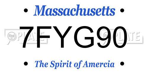 7FYG90 Massachusetts License Plate