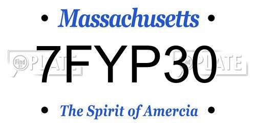 7FYP30 Massachusetts License Plate