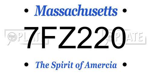 7FZ220 Massachusetts License Plate