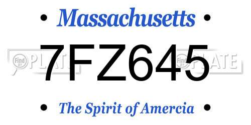 7FZ645 Massachusetts License Plate