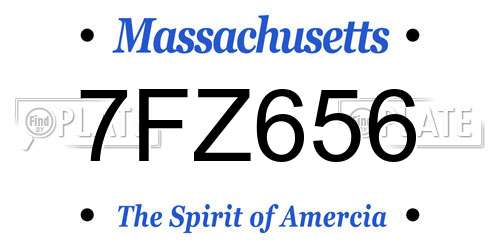 7FZ656 Massachusetts License Plate