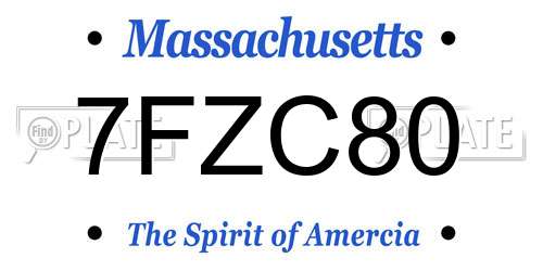 7FZC80 Massachusetts License Plate