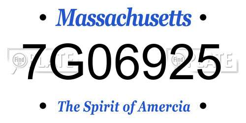 7G06925 Massachusetts License Plate