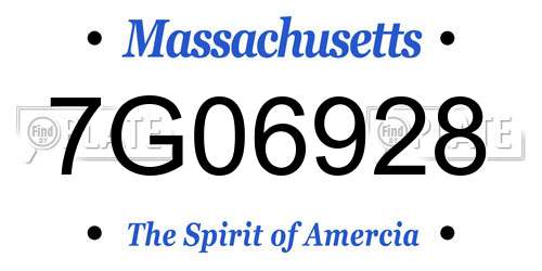 7G06928 Massachusetts License Plate