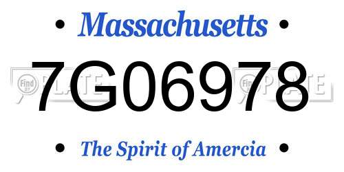 7G06978 Massachusetts License Plate