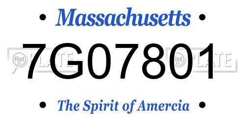 7G07801 Massachusetts License Plate