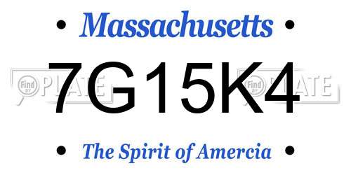 7G15K4 Massachusetts License Plate
