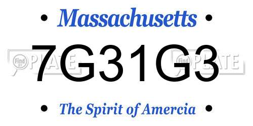 7G31G3 Massachusetts License Plate