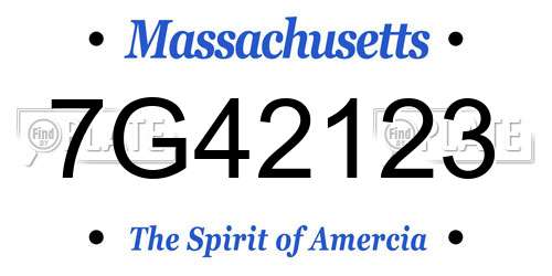 7G42123 Massachusetts License Plate