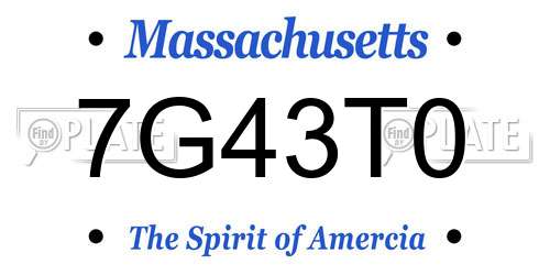 7G43T0 Massachusetts License Plate
