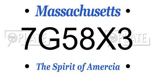 7G58X3 Massachusetts License Plate