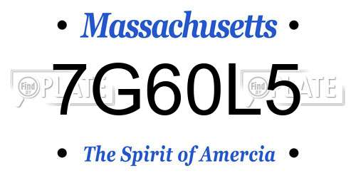 7G60L5 Massachusetts License Plate