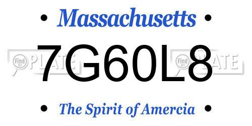 7G60L8 Massachusetts License Plate