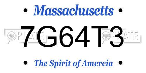 7G64T3 Massachusetts License Plate