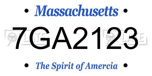 7GA2123 Massachusetts License Plate