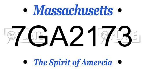 7GA2173 Massachusetts License Plate