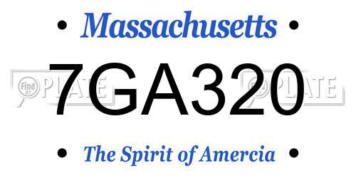 7GA320 Massachusetts License Plate