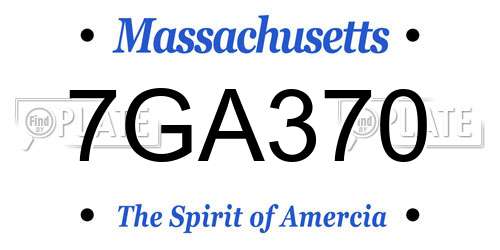 7GA370 Massachusetts License Plate