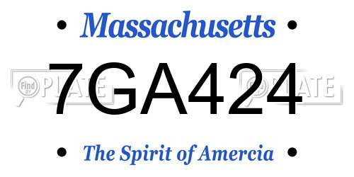 7GA424 Massachusetts License Plate