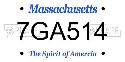 7GA514 Massachusetts License Plate