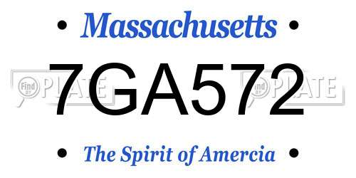 7GA572 Massachusetts License Plate