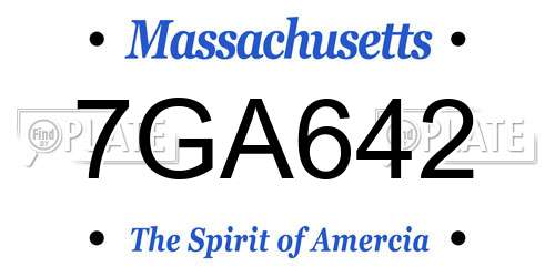 7GA642 Massachusetts License Plate