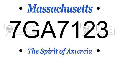 7GA7123 Massachusetts License Plate