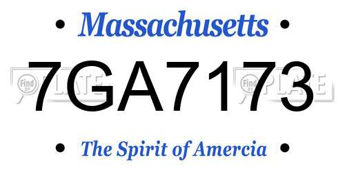 7GA7173 Massachusetts License Plate