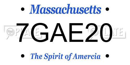 7GAE20 Massachusetts License Plate