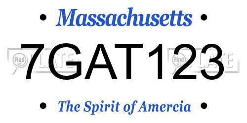 7GAT123 Massachusetts License Plate