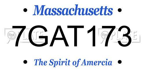 7GAT173 Massachusetts License Plate