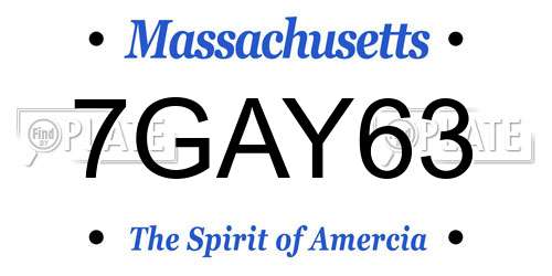 7GAY63 Massachusetts License Plate