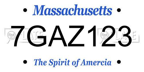 7GAZ123 Massachusetts License Plate
