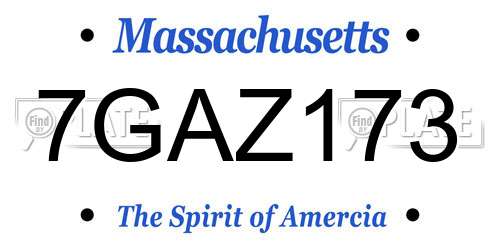 7GAZ173 Massachusetts License Plate