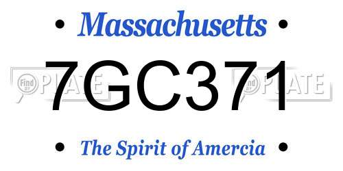 7GC371 Massachusetts License Plate