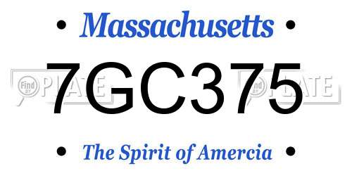 7GC375 Massachusetts License Plate