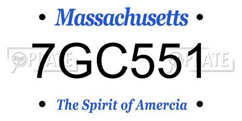 7GC551 Massachusetts License Plate