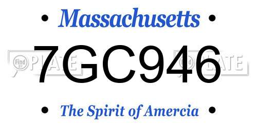 7GC946 Massachusetts License Plate